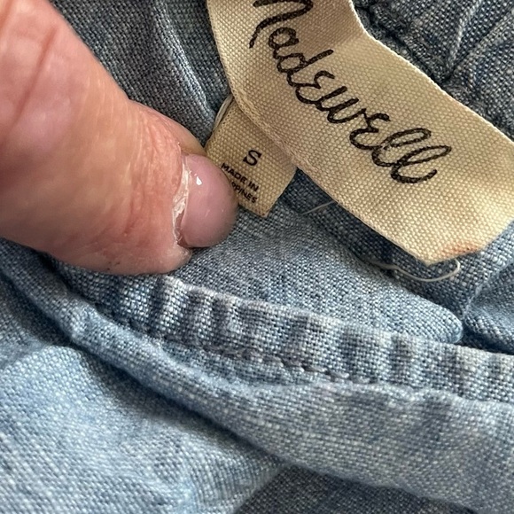 Madewell Crop Top Women's Light Blue Denim Square Neck Side Button Sleeveless - Picture 10 of 10